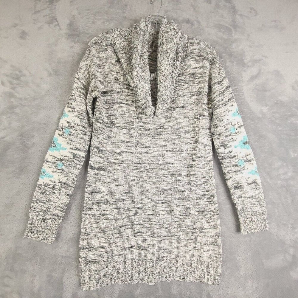 Vanity‎ Womens Sweater Cowl Crew Neck Crew Hem Knit Marled Black White Blue M